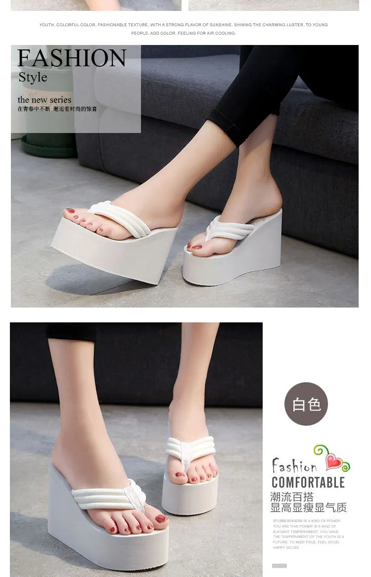 Comemore Super High Heels Wedges Flip Flops Women's Platform Slip-on Shoes 2023 Trend Heel Sandal 41 Summer Women Chunky Sandals