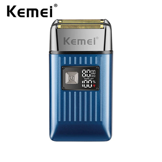 Kemei Electric Barber Razor Men Double Foil Shaver Bald Head Beard Trimmer IPX6 Waterproof 8000RPM Ultra-Close Precision Shave