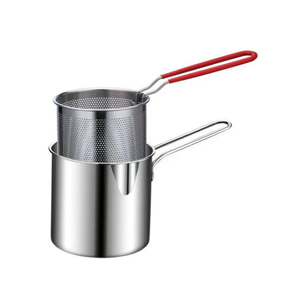 1200ML Deep Fryer 304 Stainless Steel Fryer with Frying Basket Auxiliary Food Pot To Deepen Japanese Milk Pot Kitchen Appliance