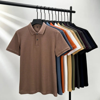 100% Cotton 2024 Summer Fashion Casual Short Sleeve Polo Shirt, Lapel Wear Solid Color Top,Tees,Men's T-shirt Golf