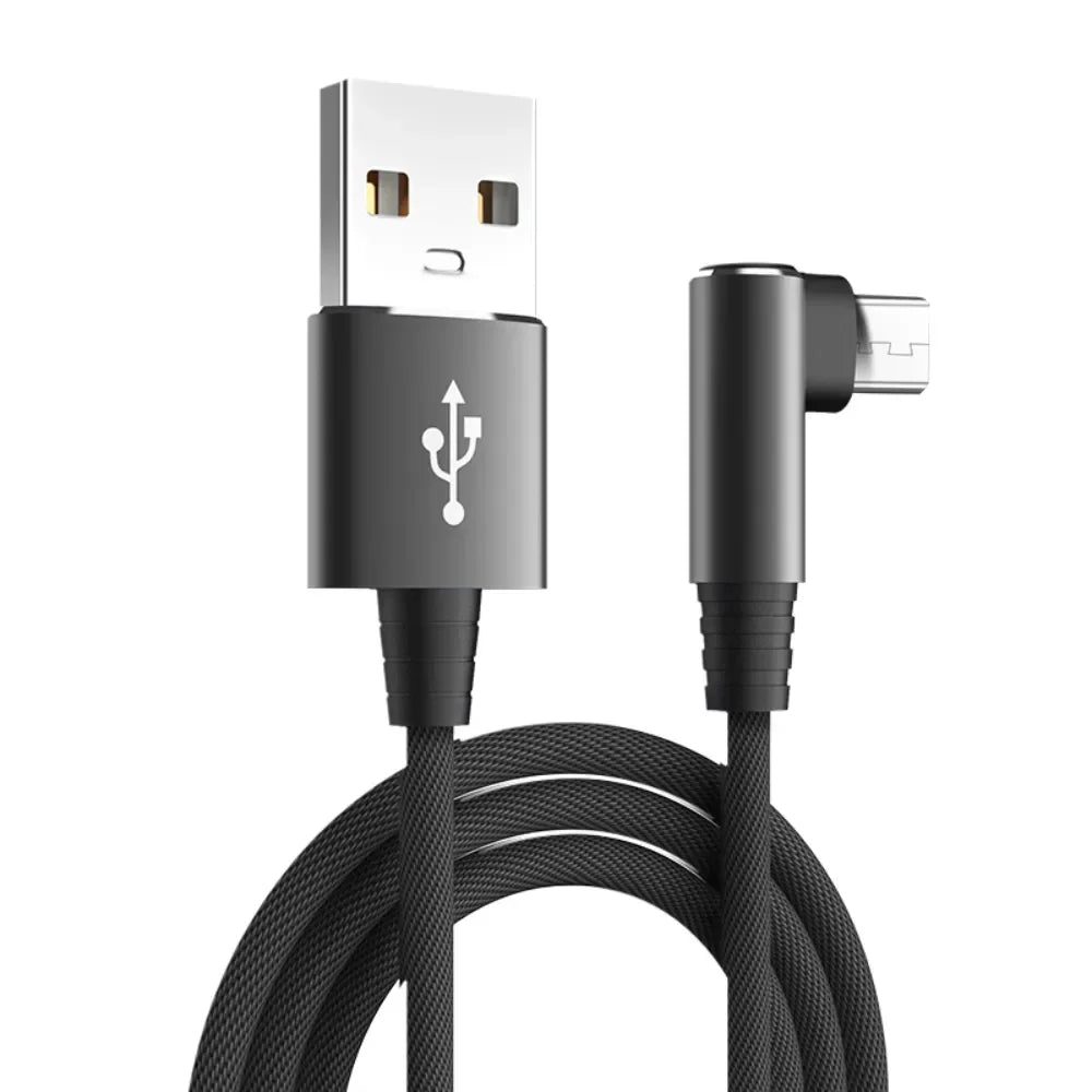 USB Micro Cable 3A 90 Degree Elbow Data Cable Charger Cord for Samsung Xiaomi Mobile Phone Accessories Fast Charging Usb Cable