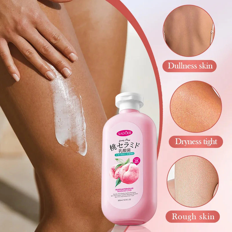 Peach Body Lotion Whitening Moisturizing Lasting Fragrance Nicotinamide Body Moisrurizer Cream For Women Skin Care Large Bottle