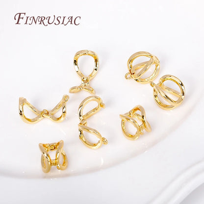 2 Sizes 18K Gold Plated Pearl Enhancer Clips Pendant Bail Connector Clasps For DIY Necklace Bracelet Jewelry Making