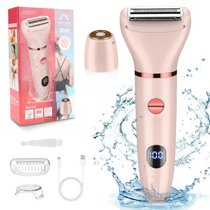 Electric Razors for Women 2 in 1 Bikini Trimmer Wet & Dry Use Electric Lady Shaver for  Private Area Easy to Clean Portable