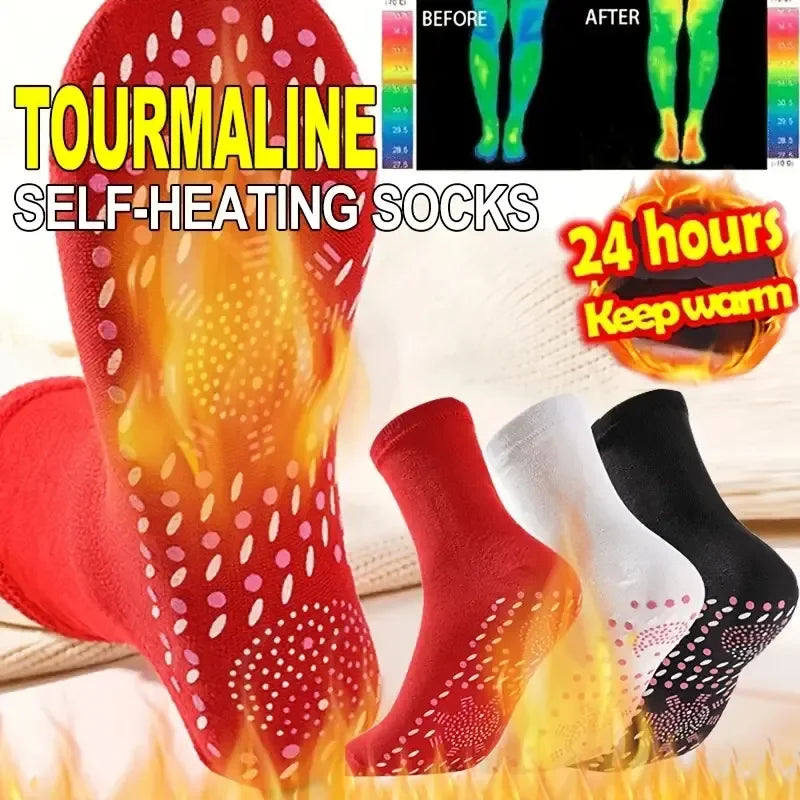 1/5PAIRS Tourmaline Slimming Health Sock Elastic Thermal Self-Heating Sock Health Care Socks Short Sock Magnetic Therapy Sox