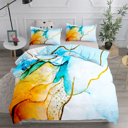 Abstract Fluid Marble Stone Duvet Cover Set King Queen Double Full Twin Single Size Bed Linen Set