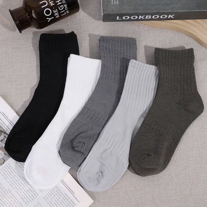 1/5pairs Autumn and Winter Socks Cotton Classic Black White Gray Stripe Men Women Wersatile Mid Tube Socks Casual Sports Socks