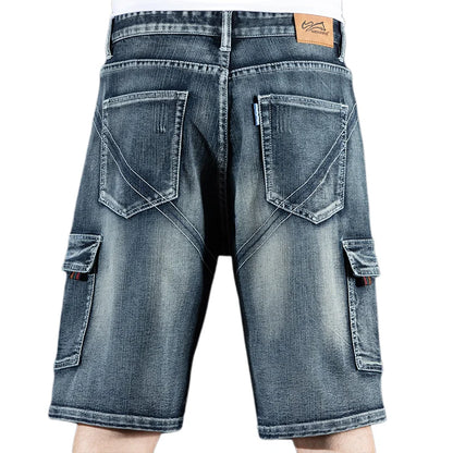 Summer New Jeans Men's Trendy Brand Piercing 5 Shorts Men's Loose Multi Pocket Work Pants Men's Outdoor Clothing