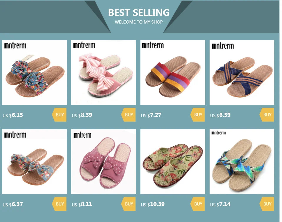 Mntrerm 2024 New Casual Sneakers For Home Slippers Summer Bow-knot Soft Floor Woman Indoor Flats Shoes Cute Linen Slipper Terlik