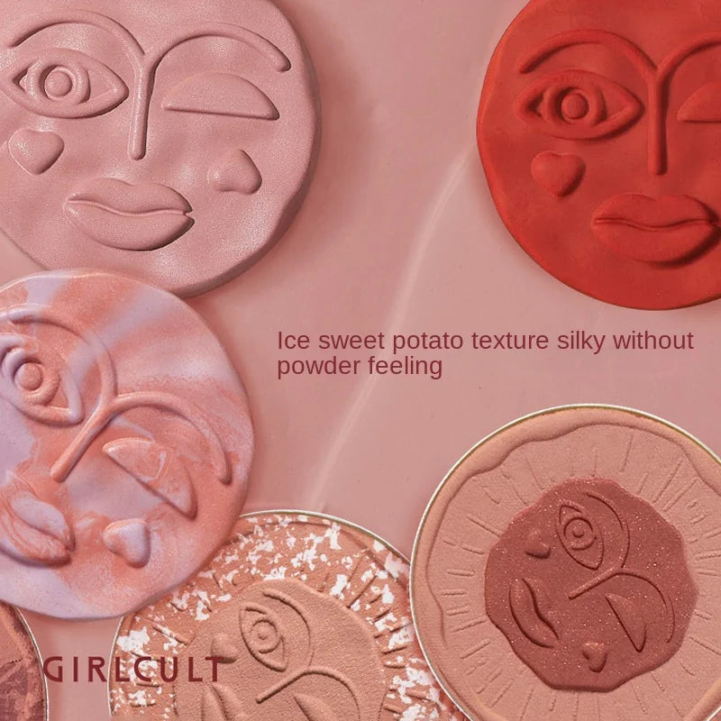 أحمر خدود Girlcult Emotional Blush Highlighter Matte Fine Shimmer Blusher Face Cute Makeup Korean Cheek Press Powder