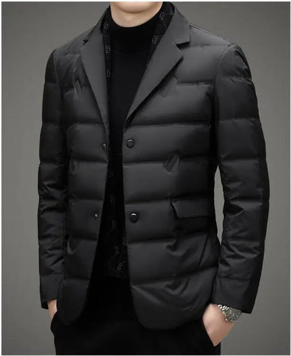 Down Suit Men's 2023 New Middle-aged Men's Winter Warm Western Duck Down Suit Winter Suit Jacket