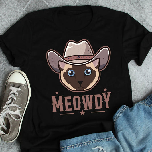 Tonkinese Cat Meowdy T Shirt Funny Cowboy Lover Cute Howdy Pet Mom Dad Western Texas Yeehaw Meme