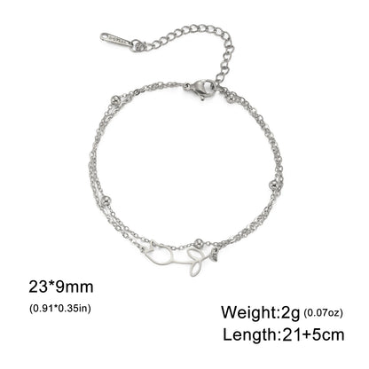 Kkjoy Fashion New Gold Color Stainless Steel Simple Adjustable Rose Flower Anklets For Women Leg Bracelets Jewelry Party Gifts