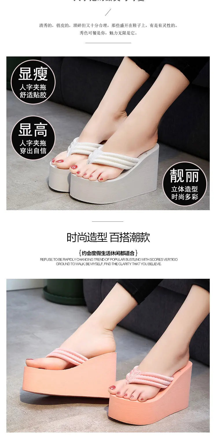 Comemore Super High Heels Wedges Flip Flops Women's Platform Slip-on Shoes 2023 Trend Heel Sandal 41 Summer Women Chunky Sandals