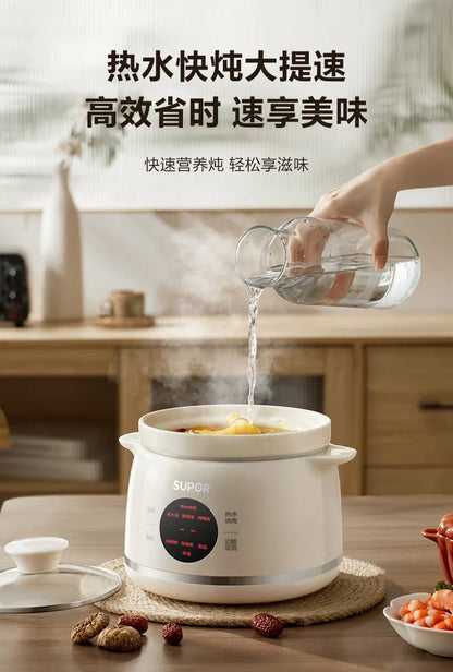 Household electric stew pot. Porridge cooking artifact. Automatic ceramic. Soup stew pot. Food supplement.