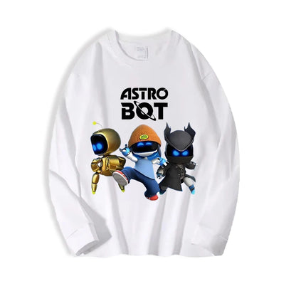 Astro Bot Adult Long Sleeved T-shirt Anime Fashion Black White Top Men Women Winter Travel Hip Hop Clothing Versatile Undershirt