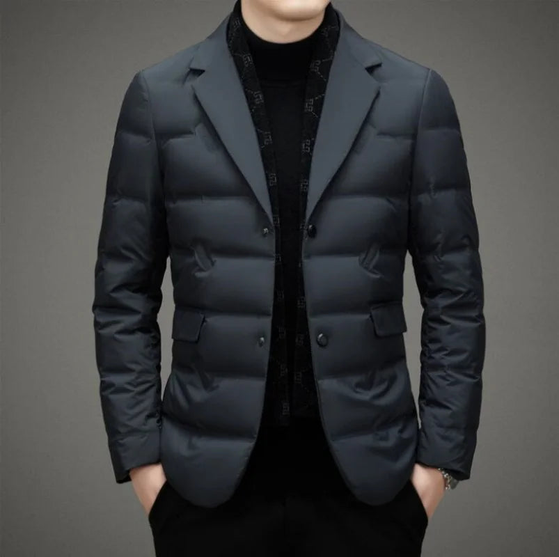 Down Suit Men's 2023 New Middle-aged Men's Winter Warm Western Duck Down Suit Winter Suit Jacket