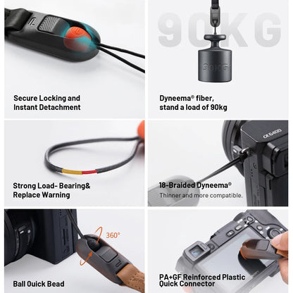 PGYTECH Camera Shoulder Strap Air Basic Version Artistic Version 950-1400mm With Quick Beads Strap Adapters For Action Camera