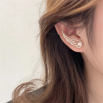 New Zircon Angel Wings Ear Clip Earrings for Women Girls Fashion Non Pier Cing Ear Cuff Ear Hook Party Wedding Jewelry Gift 2023