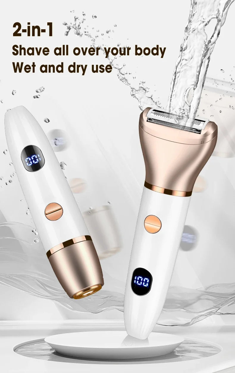 Electric Razors for Women 2 in 1 Bikini Trimmer Wet & Dry Use Electric Lady Shaver for  Private Area Easy to Clean Portable