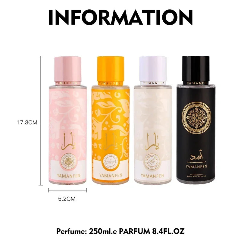 250ML Arabic Dubai Perfume Floral Fragrance Excited Date Scent Body Spray,Long Lasting Pheromone Woman Attract Man,Air Freshener