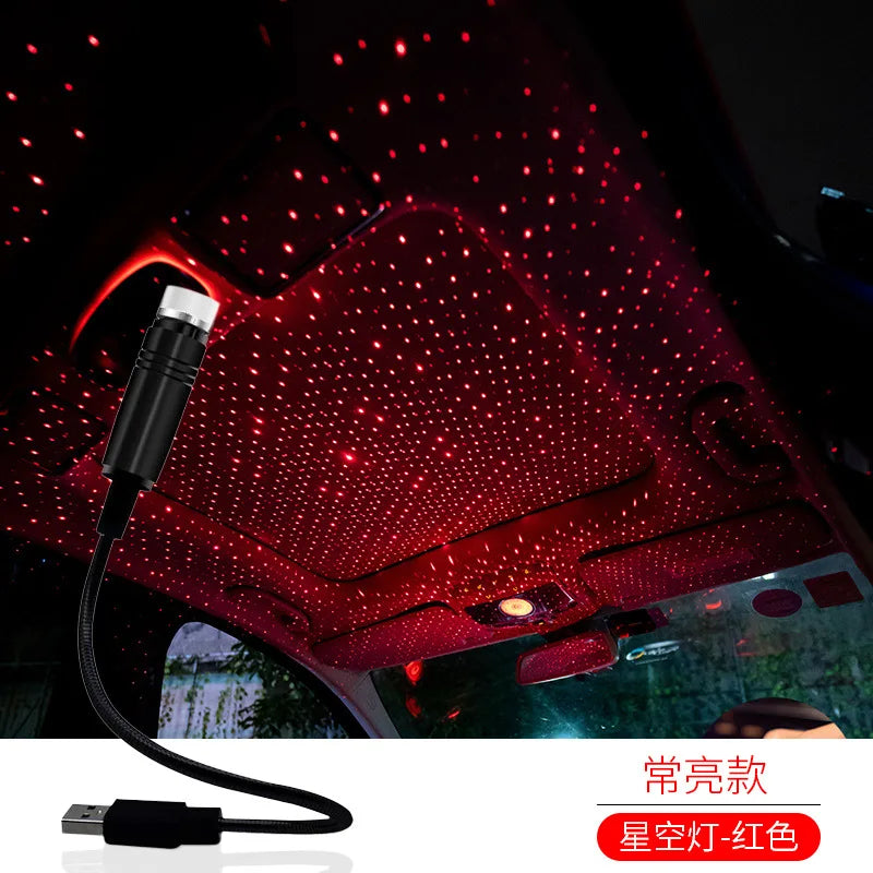 Romantic LED Car Roof Star Night Light Projector Atmosphere Galaxy Lamp USB Decorative Lamp Adjustable Car Interior Decor Light