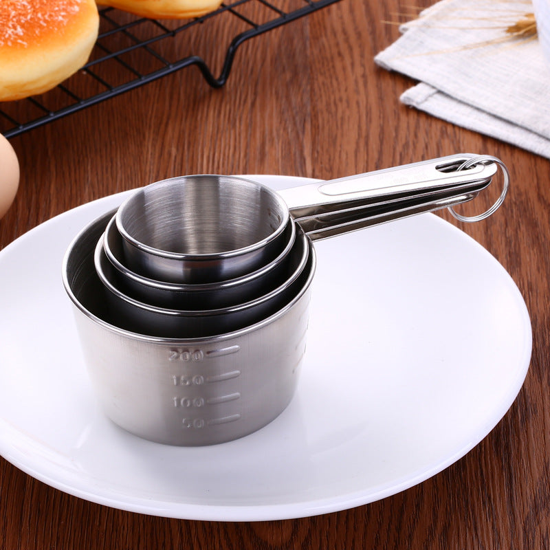 4 Pcs Stainless Steel Measuring Cups Kitchen Baking Tools Measuring Spoon Set Coffee Spoon Milk Powder Spoon with Scale