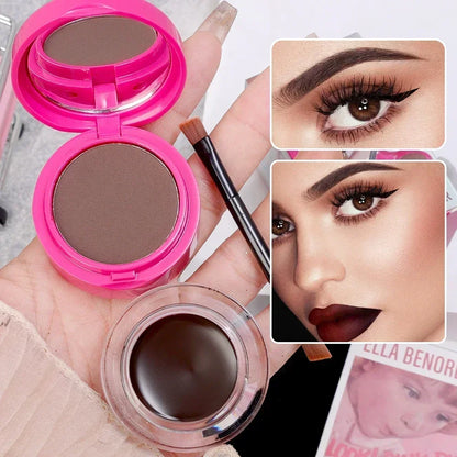 Matte Eyeliner Eyebrow Cream Gel 2 in 1 Waterproof Long Lasting Contouring Brown Black Brow Cream with Brushes Makeup Cosmetics