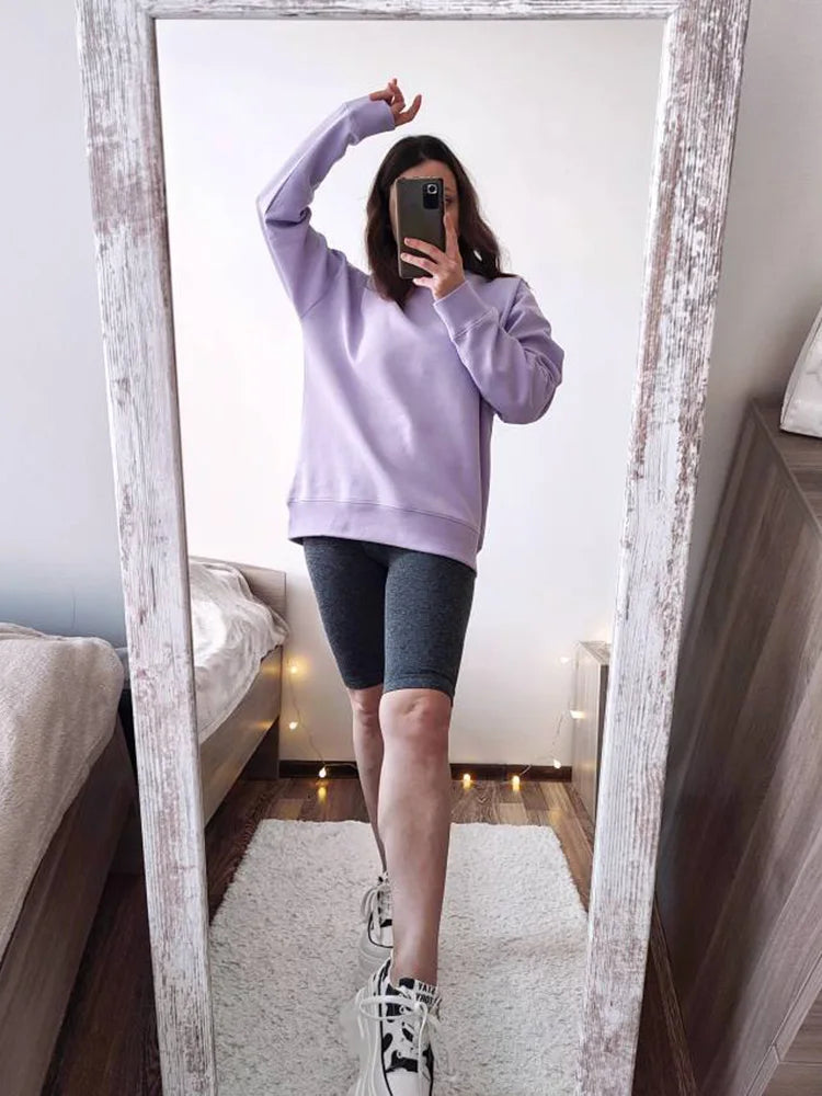 Autumn Oversized Sweatshirts Women Cotton Loose Pullovers Red Round Neck Sweatshirt For Women Oversize Tops For Couples 2024