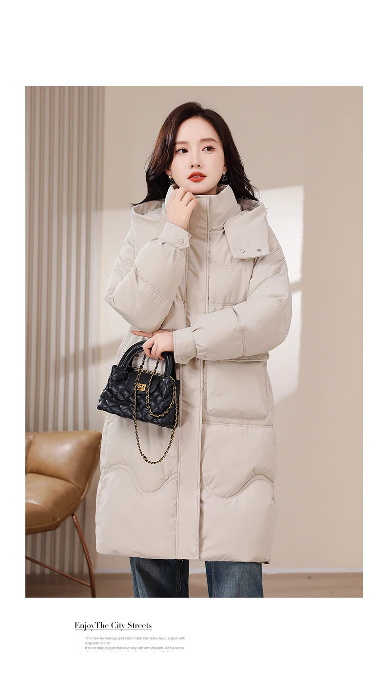 XL-8XL Oversized Outerwear Women Winter Long Parkas Hooded 2024 Casual Loose Thick Warm Lady Jackets Plus Size Women Clothing