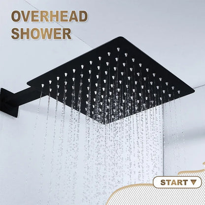 Stainless steel  Black Bathroom Ultrathin 2 mm Rain Shower Head 8/10/12 Inch Wall & Ceiling Square & Round Rainfall Shower head