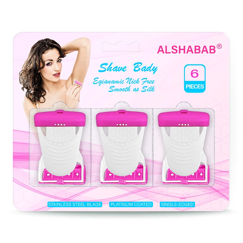 ALSHABAB 6PCS Set Disposable Razor for Women Shaving 1 Blade Stainless Body Bikini Hair Removel Tool Pink Color Manual Shaver