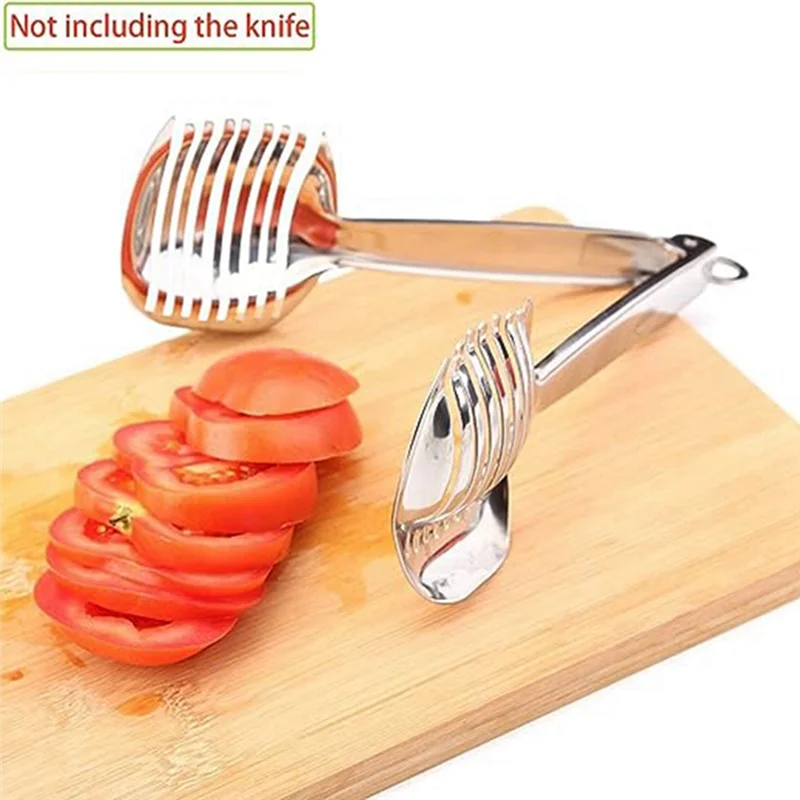 Stainless Steel Tomato Slicer Cutter Multifunctional Fruit and Vegetable Bread Clip Kitchen Slicing Aids