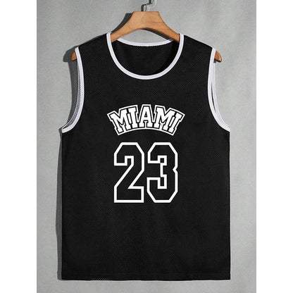 Summer Men's New Fashion James 23 Jersey Mesh Sweat-Absorbing Basketball Jerseys Comfortable Breathable Leisure Sports Tank Top