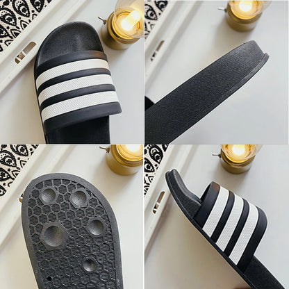 2023 Wear-Resistant Slippers Men Women Summer Outdoors Indoor Fashion Stripes Couples Wear Sandals Non-Slip Bathroom Beach Shoes