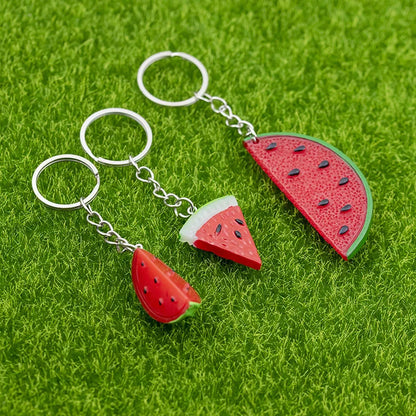 Mini Watermelon Keychain Simulation Fruit Watermelon Food Toy Model Keyring Car Phone Bag Pendant Ornaments Gift Jewelry Trinket