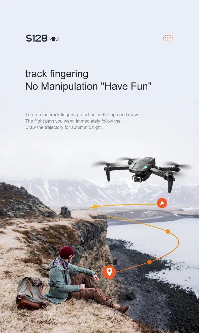 New S128 Mini Drone 4K Professional HD Camera switching Three Obstacle Avoidance Air Pressure Fixed Height Foldable Quadcopter