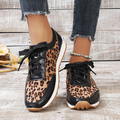 Women Casual Shoes Autumn Platform Leopard Sneakers Women Casual Flat Walking Shoes for Women Plus Size Outdoor Designer Shoes