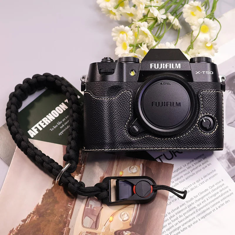 Suitable for Fuji X-T50 camera leather base micro single retro simple protective base leather cover wrist strap accessories