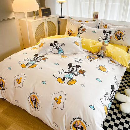 Disney Mickey Minnie Lotso Bedding Set Duvet Cover Bed Sheet Pillowcase Bedsheet Double Single King Queen Twin Size Home Textile