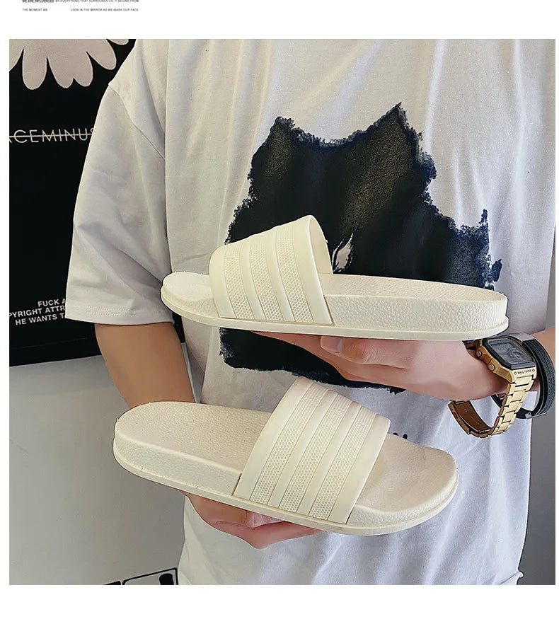 2023 Wear-Resistant Slippers Men Women Summer Outdoors Indoor Fashion Stripes Couples Wear Sandals Non-Slip Bathroom Beach Shoes