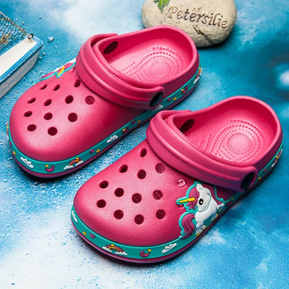 New Kids Unicorn Dinosaur Garden Shoes Beach Flat Sandals Slippers Child Sandals Anti Skid Slipper Summer Hole Shoes