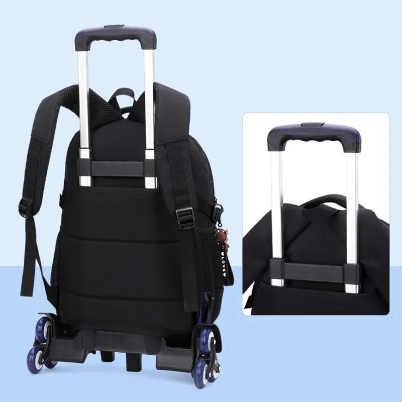 Waterproof School Bags for Boys Trolley Schoolbag Kids' Luggage Book Bags Men Backpack with 6 Wheels Stairs Mochila Escolar Sac