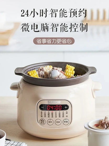 Electric stew pot, household purple ceramic soup and porridge pot, automatic porridge cooking artifact, casserole stew cup