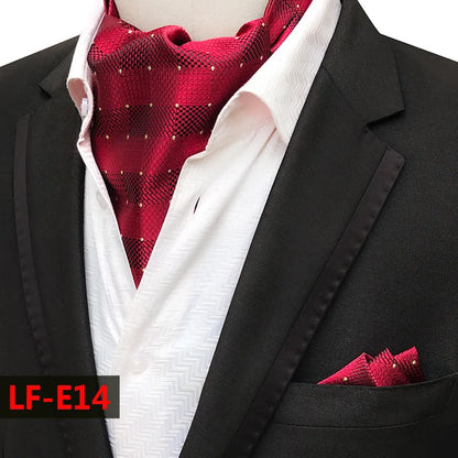 Glamour Men's Scarf Retro Jacquard Tie Cravat Neckerchief Men's Ascot Tie Hanky Suits Set Pocket Handkerchief Men Gift