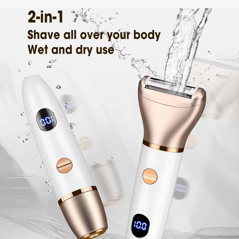 Electric Razors for Women 2 in 1 Bikini Trimmer Wet & Dry Use Electric Lady Shaver for  Private Area Easy to Clean Portable