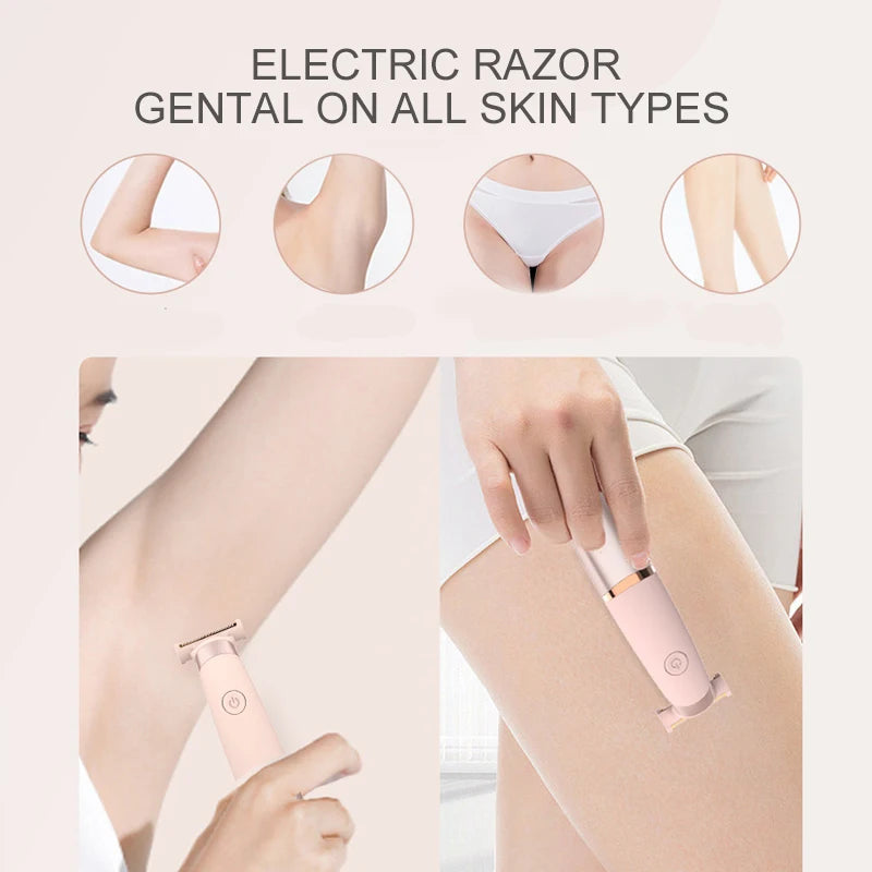 Portable USB rechargeable painless female shaver female leg and armpit hair shaver electric ladies shaving trimmer for women.