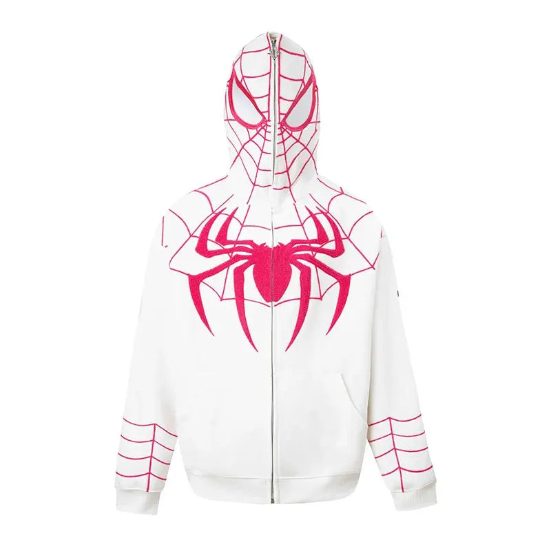 Marvel anime cartoon Spider-Man hooded sweatshirt for women pure cotton new spring and autumn cardigan couple zipper jacket gift