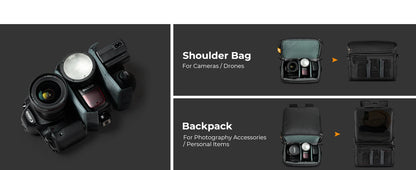 K&F Concept 22L Camera Backpack 2 In 1 Photographers Camera Shoulder Bag Crossbody Travel Bag For Sony Canon Nikon Camera Lenses