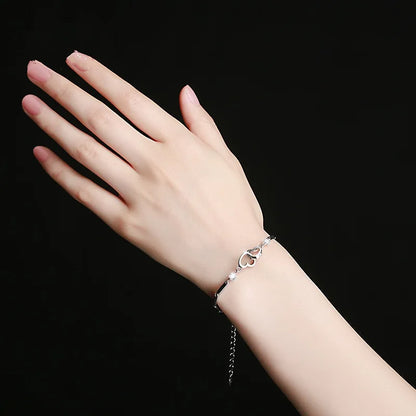 925 Sterling Silver Bracelets Bangles Charms Heart for Women Valentine's Days Cubic Zircon Wedding Love Couple Jewelry